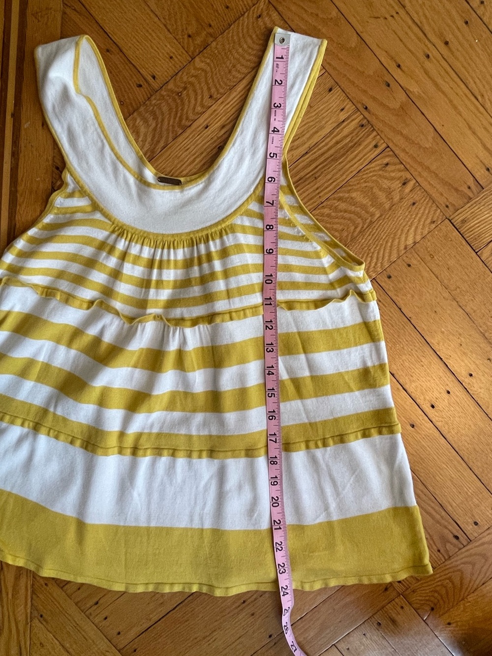 Free People Yellow and White Striped Sleeveless Tunic Top - Picture 4 of 7